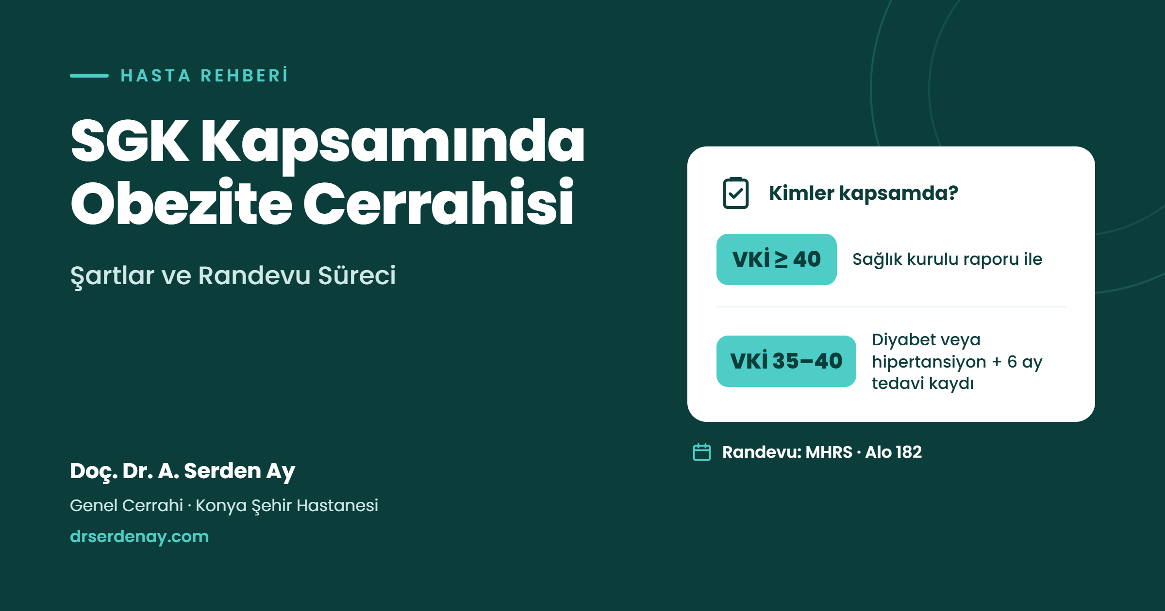 SGK kapsamında obezite cerrahisi şartları – Konya, Doç. Dr. A. Serden Ay